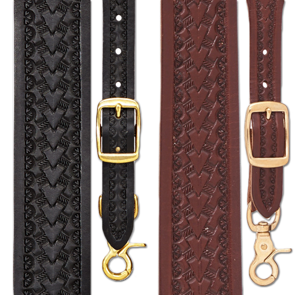 Basket Stamped 1.5 Inch Wide Western Leather Suspenders Questions & Answers