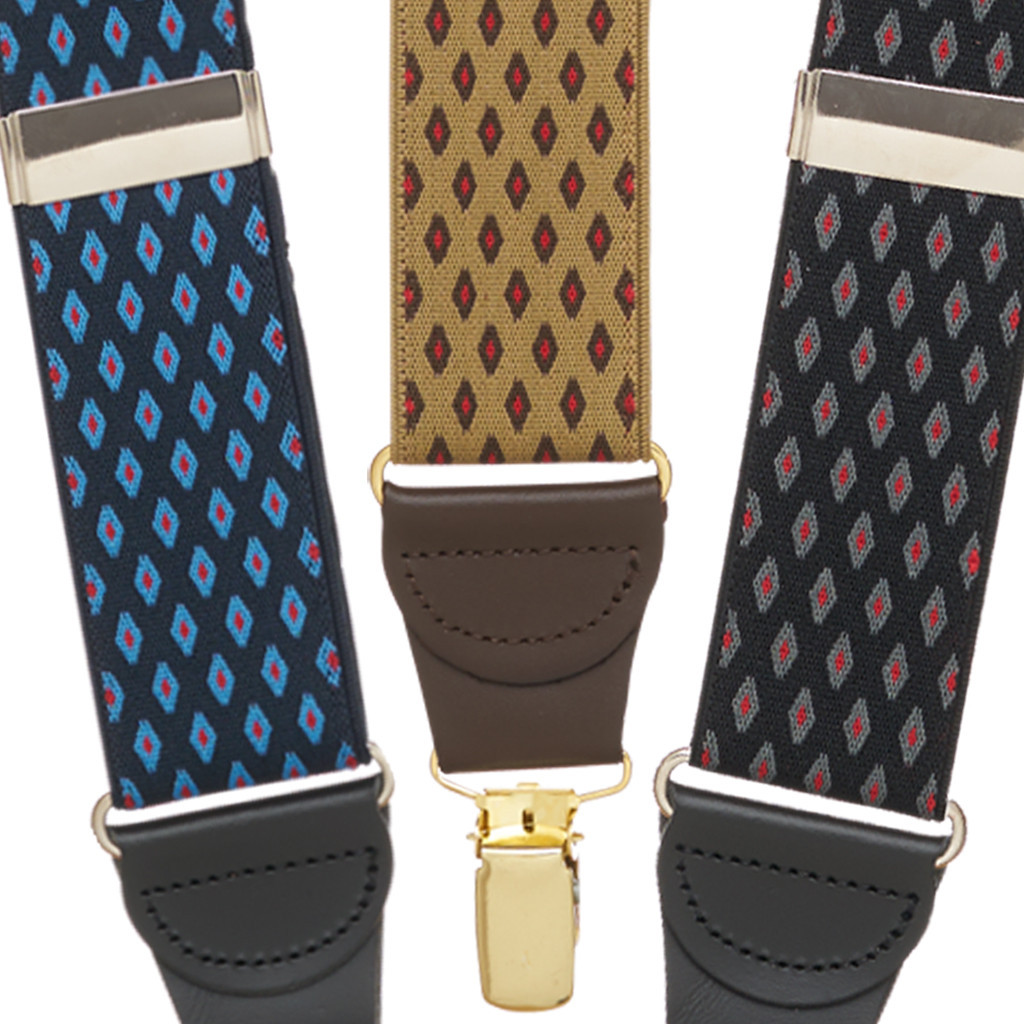 Jacquard Diamond Burst Clip Suspenders Questions & Answers